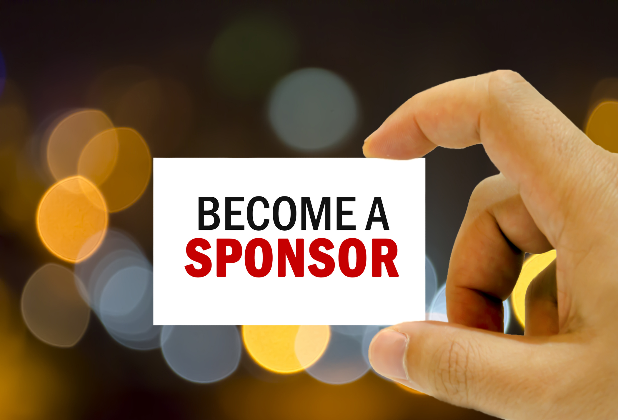 'become a sponsor' written on business card