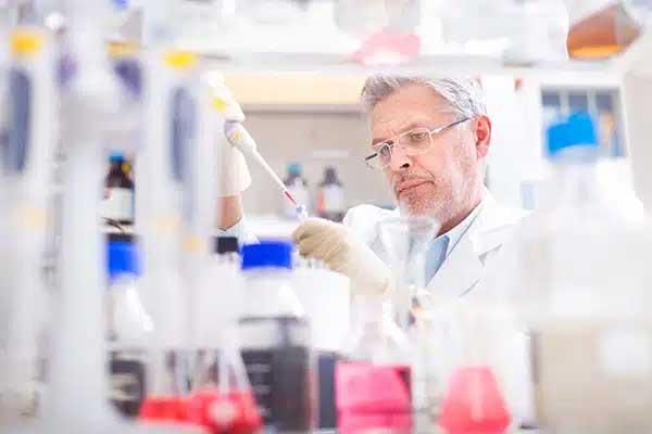 A biotech scientist at work in the lab